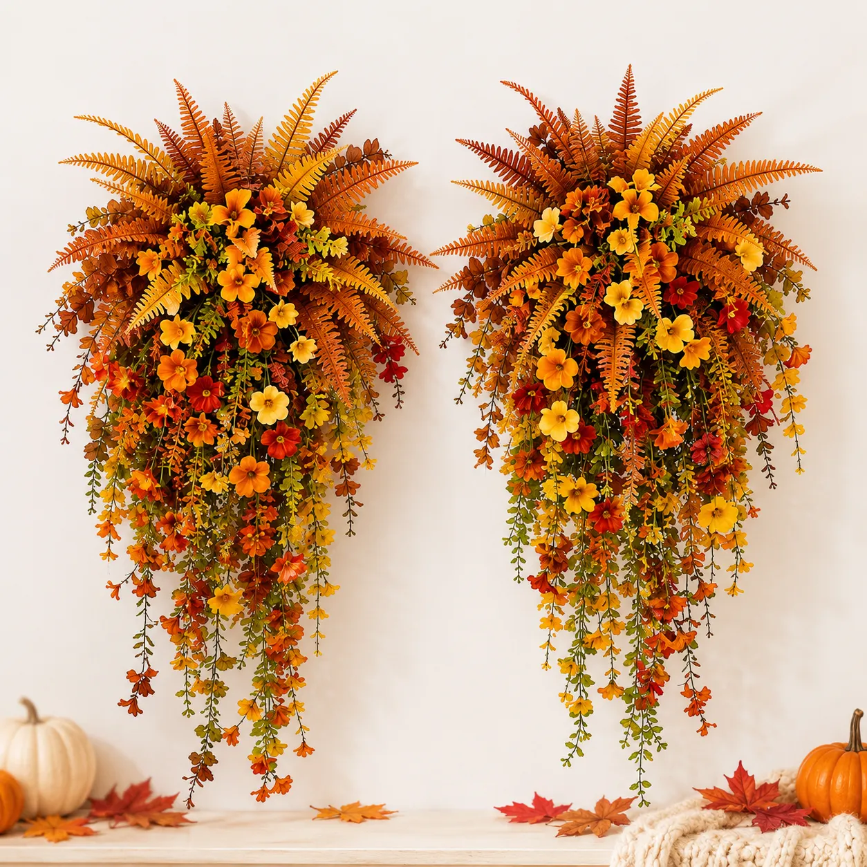 Artificial Fall Floral Hanging Swag - Autumn Porch & Entryway Decor