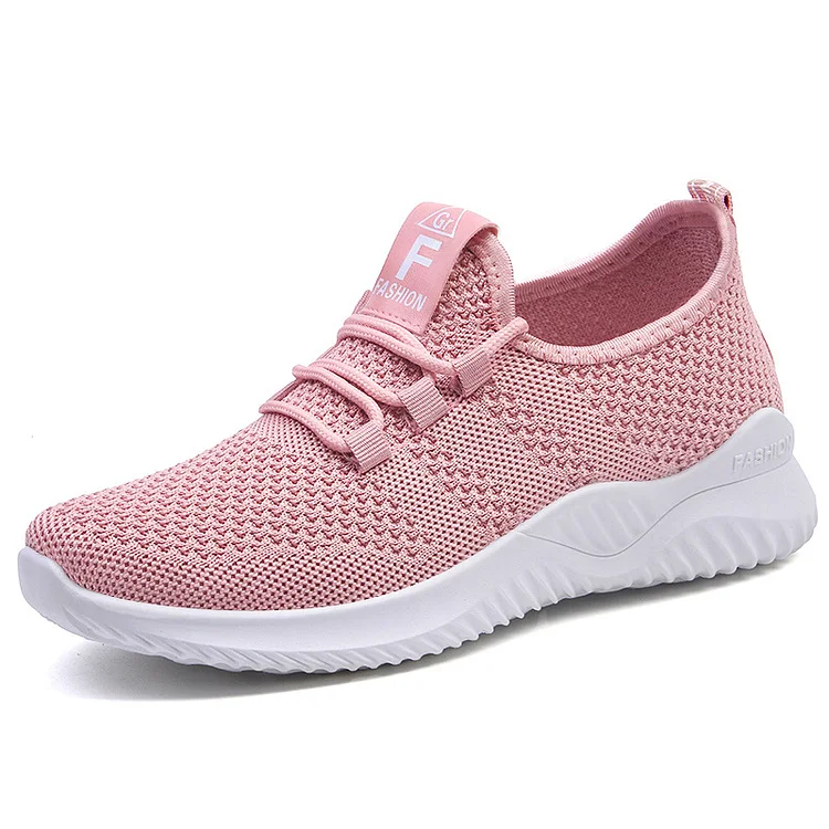 Women's Casual Shoe Sneakers Lace Up Leisure Fashion Running Shoes Flying Woven Breathable Shoes Soft Sole Comfortable