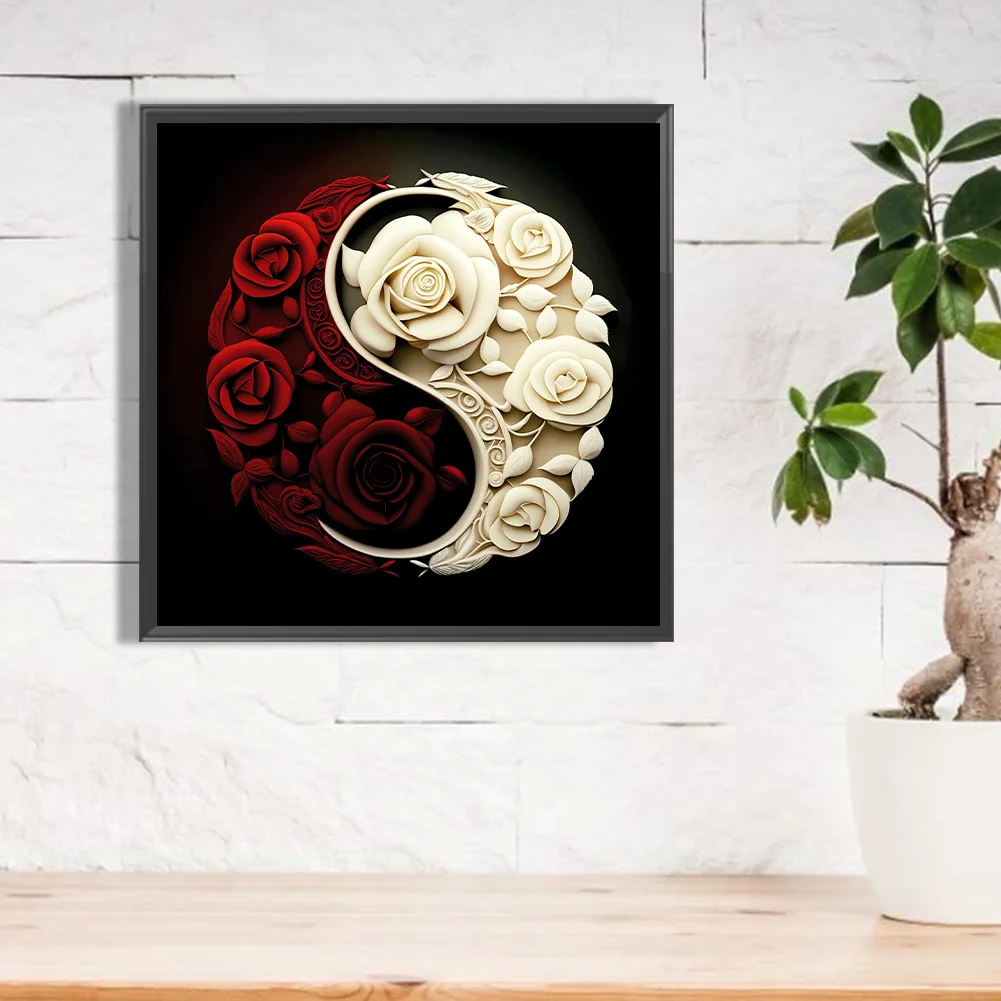 Diamond Painting - Full Round Drill - Yin Yang Flower(30*30cm)