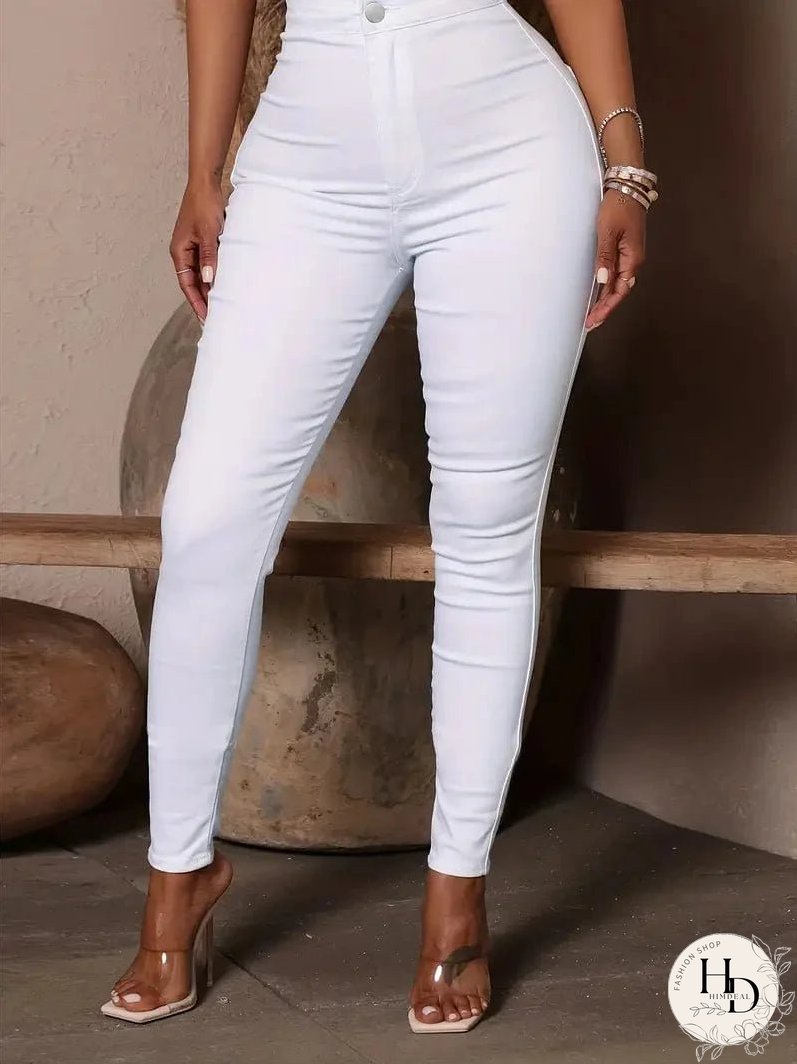 Casual Solid Slim Fit Skinny Pockets Pants