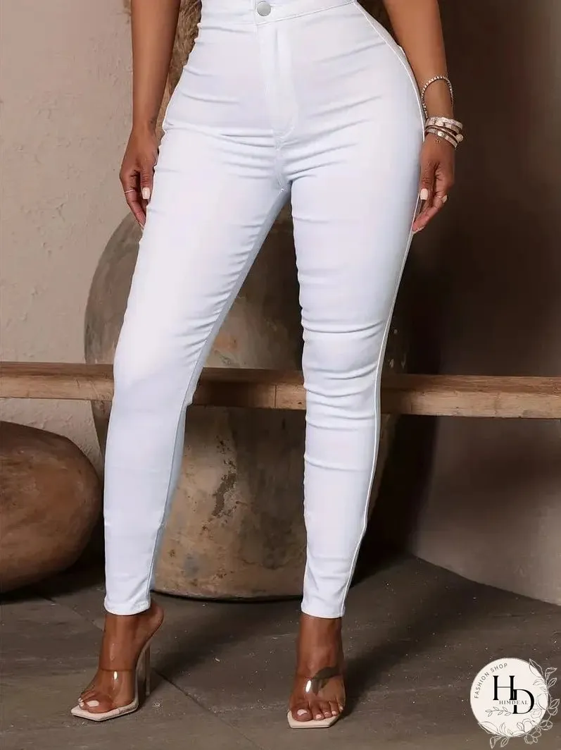 Casual Solid Slim Fit Skinny Pockets Pants