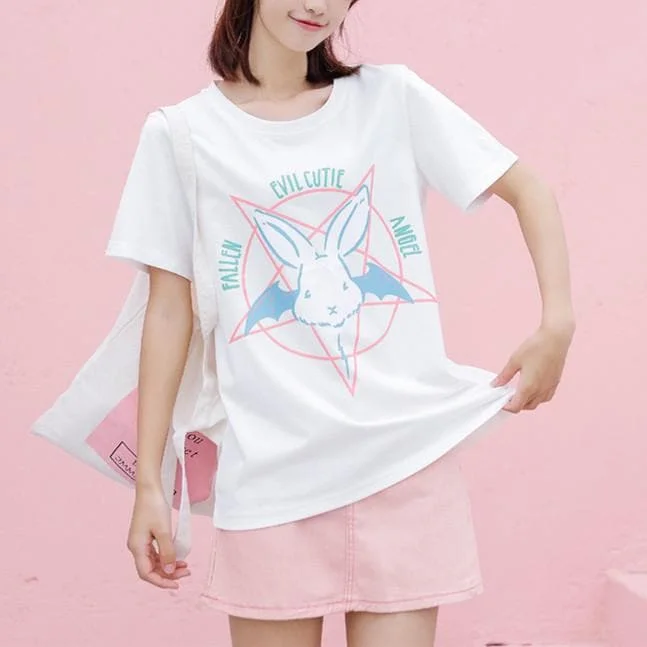 Black/White Evil Cutie Bunny Tee Shirt SP13950R