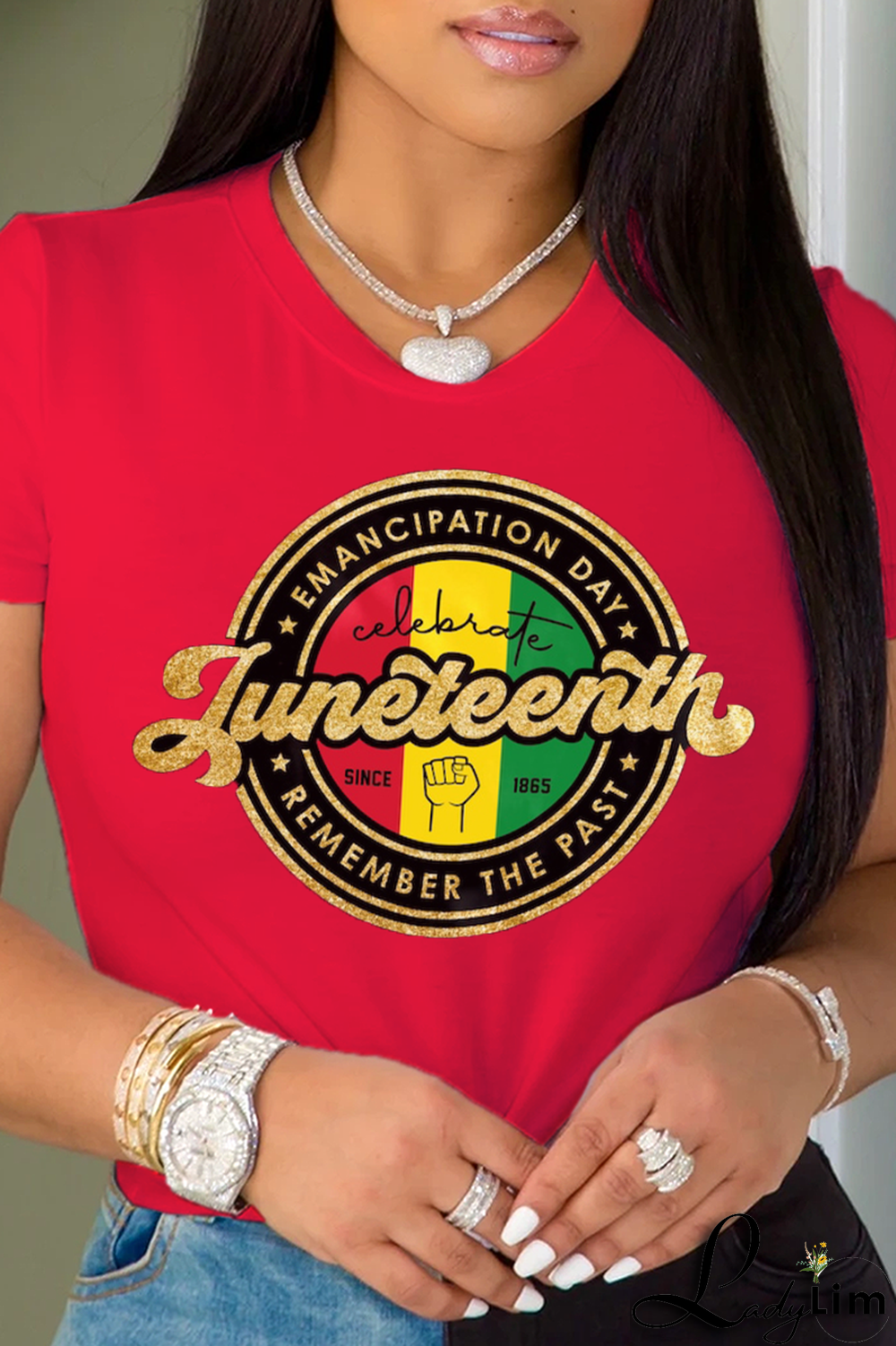 Red Casual Vintage Print Patchwork Letter O Neck T-Shirts