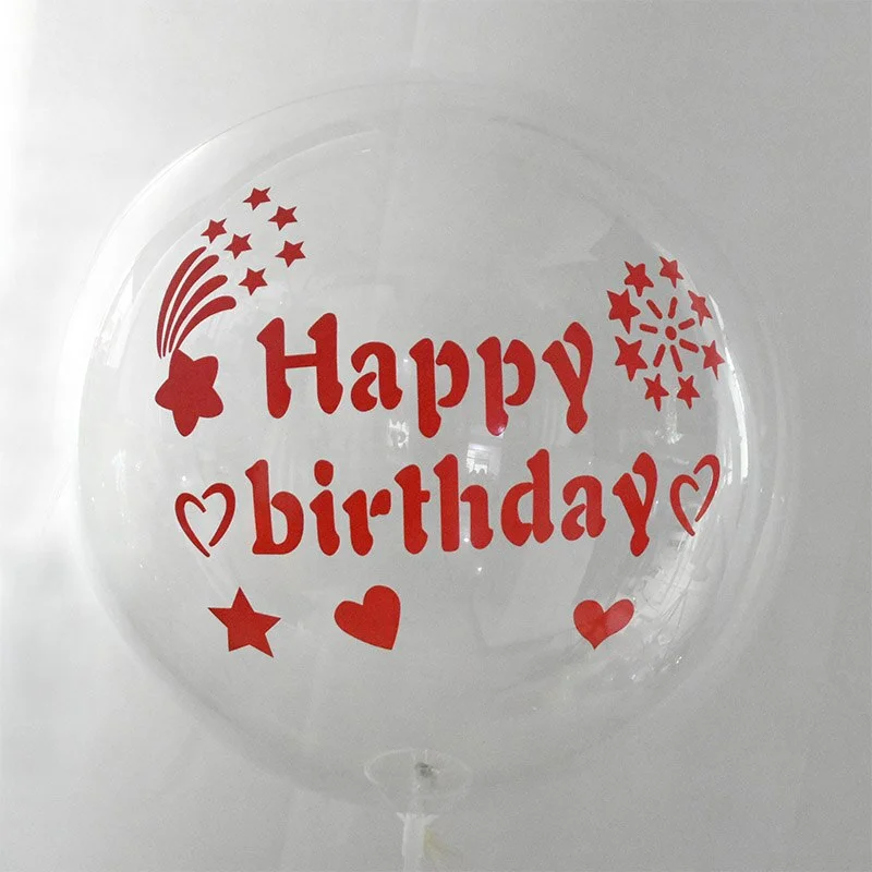 1Pc 20inch Transparent Balloon with Sticker Happy Birthday Balloons Helium Balloon Wedding Birthday Party Decoration Supplies