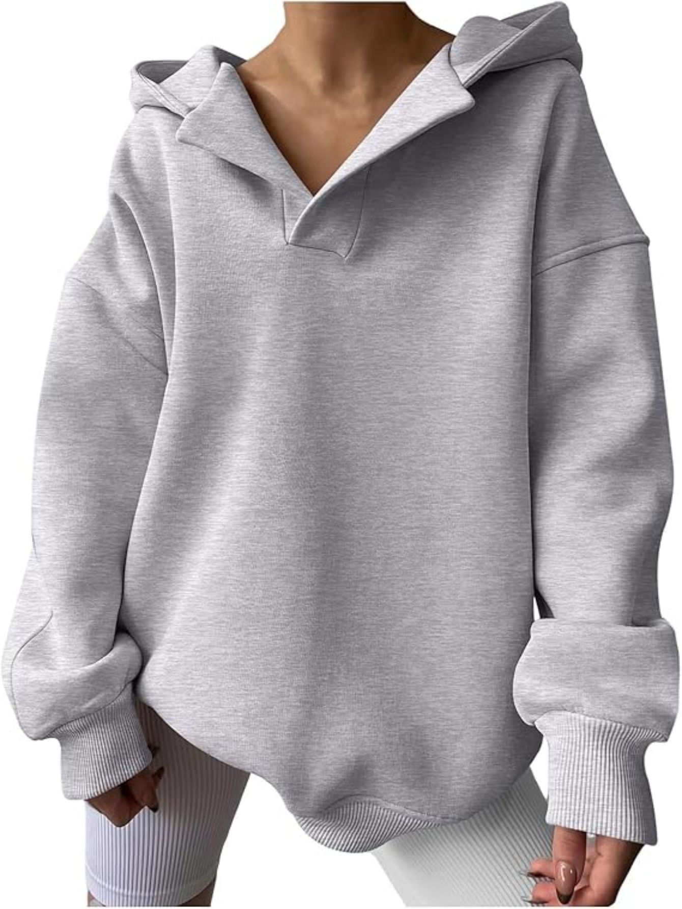 Grey Autumn Winter Women's Hooded Loose Sweatshirt For Women Casual Hoodies Fall Top Hoody Pullover Coats Black Hoodie Tops New