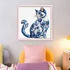 Blue Porcelain Cat - 11CT Stamped Cross Stitch 40*40cm tapestrymarket