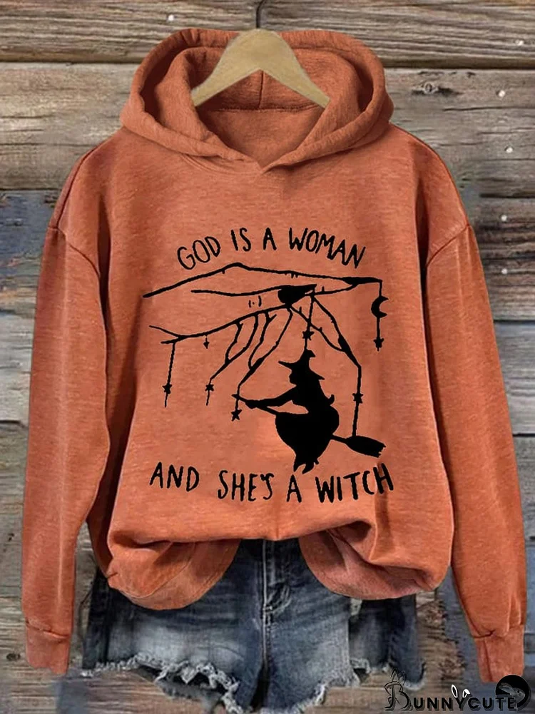 Women's God Is A Woman And She'S A Witch Print Casual Sweatshirt