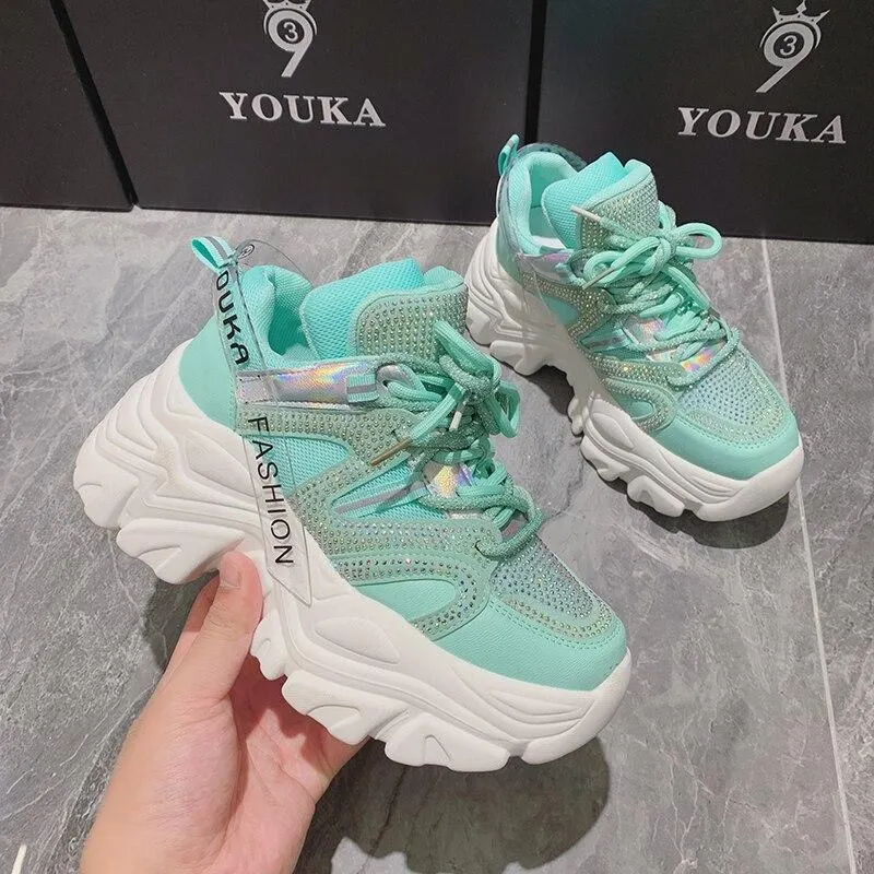 New Purple Sneakers Woman Shoes 2021 Fashion Breathable Designer Chunky Sneakers Women Casual Platforms Women's Vulcanized Shoes