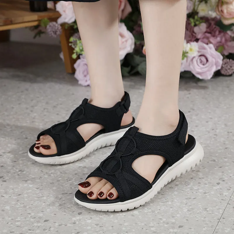 Women&lsquo;s Mesh Hollow Wide Elastic Adjustable Arch Support Casual Sandals Shoes 