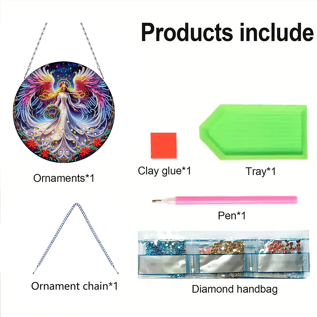 2D Flat DIY Xmas Angel Diamond Art Pendant Double-Sided Diamond Painting Set