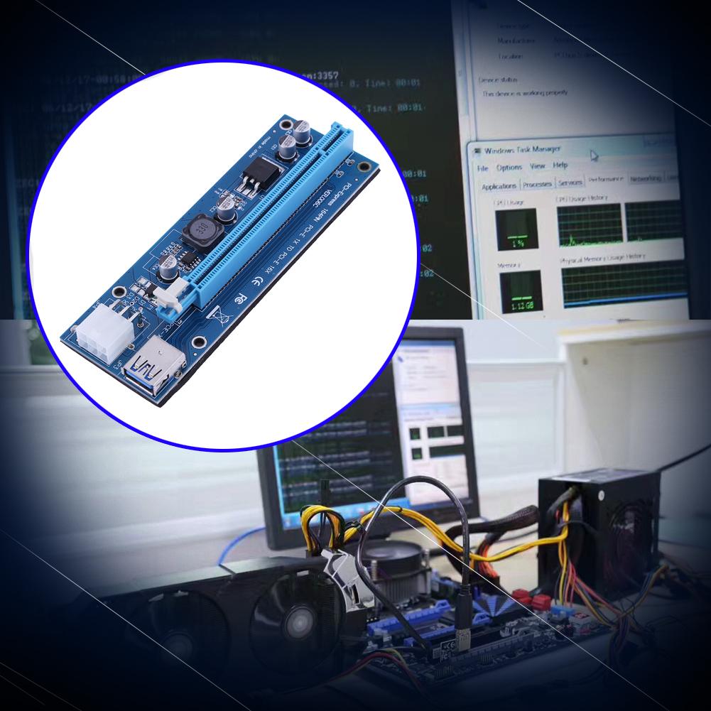 

Only Card 6pin PCI-E USB3.0 1x to 16x Extender Riser Card for BTC Mining, 501 Original
