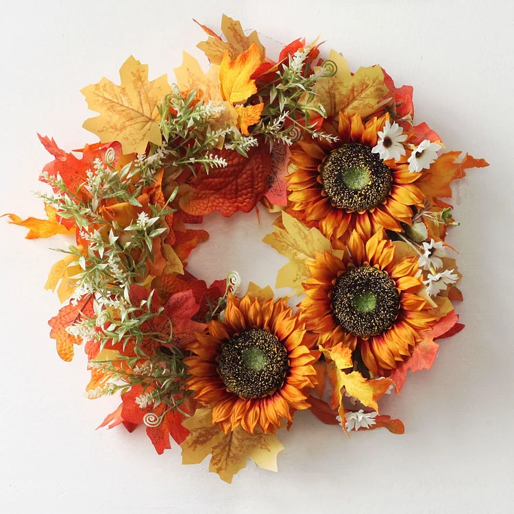 Autumn Harvest Berry Sunflower Door Wreath Autumn Door Wreaths | AvasHome