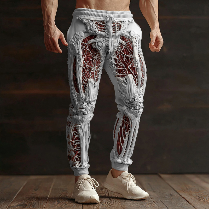 Men's Vintage Halloween Skeleton Art Sweatpants