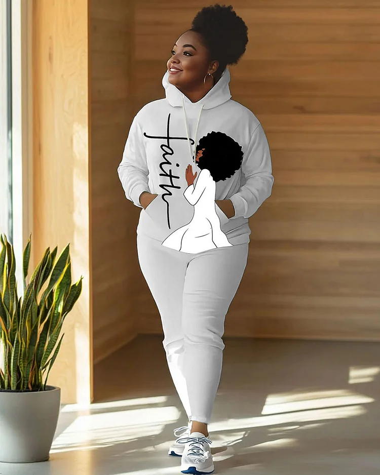 Women's Faith Printed Hoodie Two-Piece Set