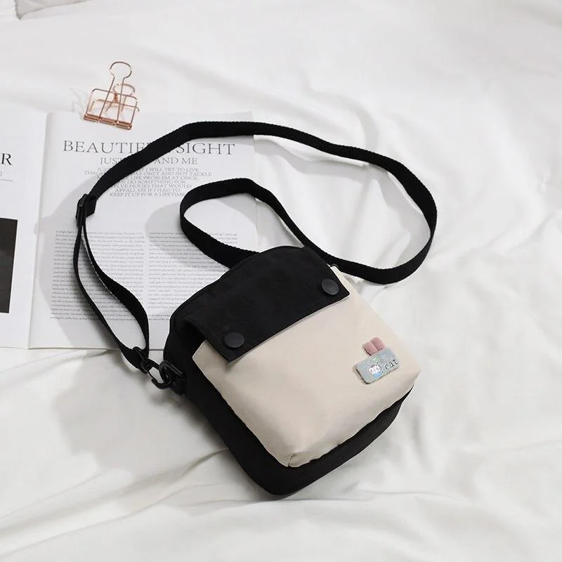 Mini Shoulder Bag Female Small Canvas Fashion Canvas Cross Body Bag Casual Handbag Simple Zipper Purse Coin Bag 1029-1