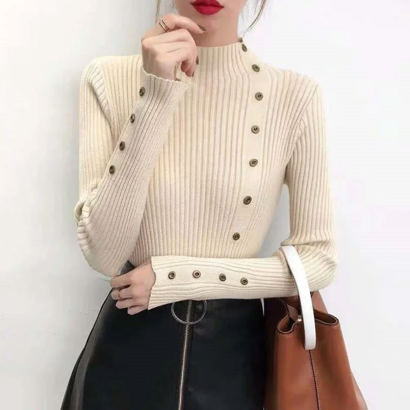 Uveng Uveng Sweater Women's Autumn And Winter New Knitted Shirt Thick Long Sleeves To Put On The Bottom Shirt