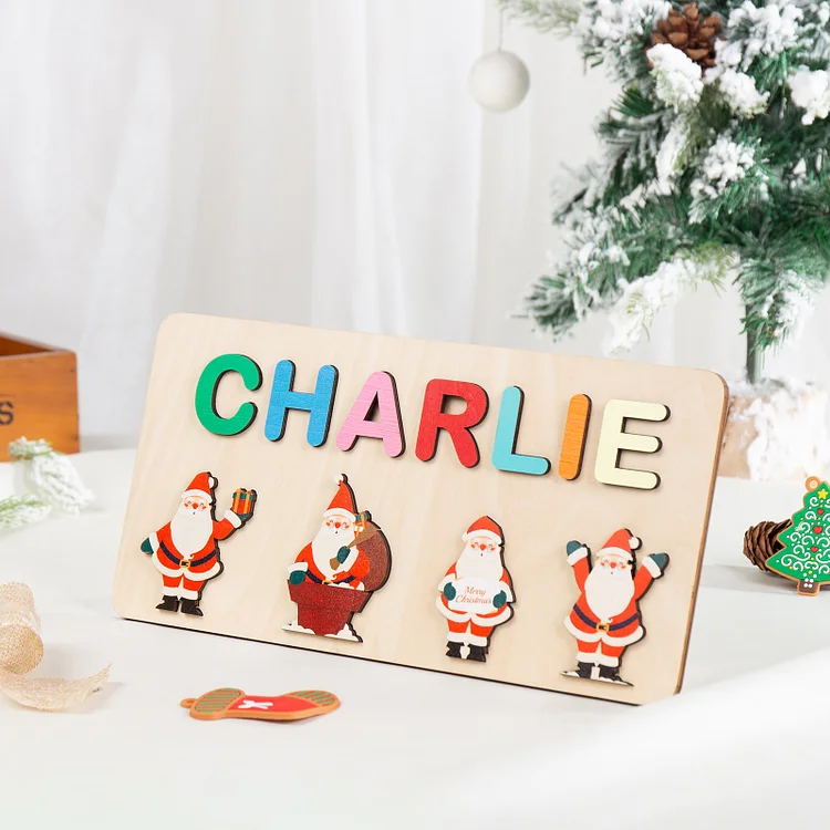 Weihnachtsthema Holz Puzzle-Personalisiertes 1 Name Weihnachten Weihnachtsmann Puzzle Geschenk für Vorschulkinder