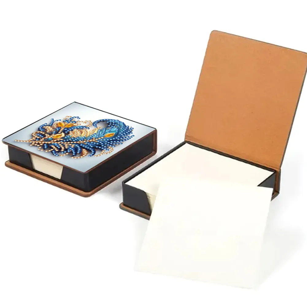 Feathers PU Diamond Painting Notecard Box 5D DIY Diamond Art Note Box