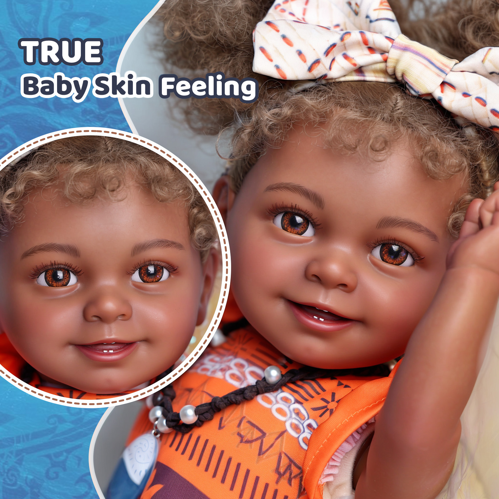 Babeside Smiling Reborn Baby Doreen 20'' African American Toddler Girl Building Lovely Memories Shell Princess-Talking + Heartbeat Coos and Breath
