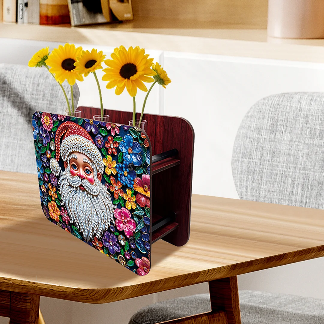 Santa Claus DIY Diamond Painting Wooden Tube Vase for Adults Gift Home Decor