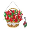 DIY Diamond Painting Hanging Christmas Flower Wreath With Lamp String Kit Home Door Decor