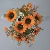 9 Stems Artificial Sunflower Bunch Autumn Home Interior Table Styling Wedding Floral Decor