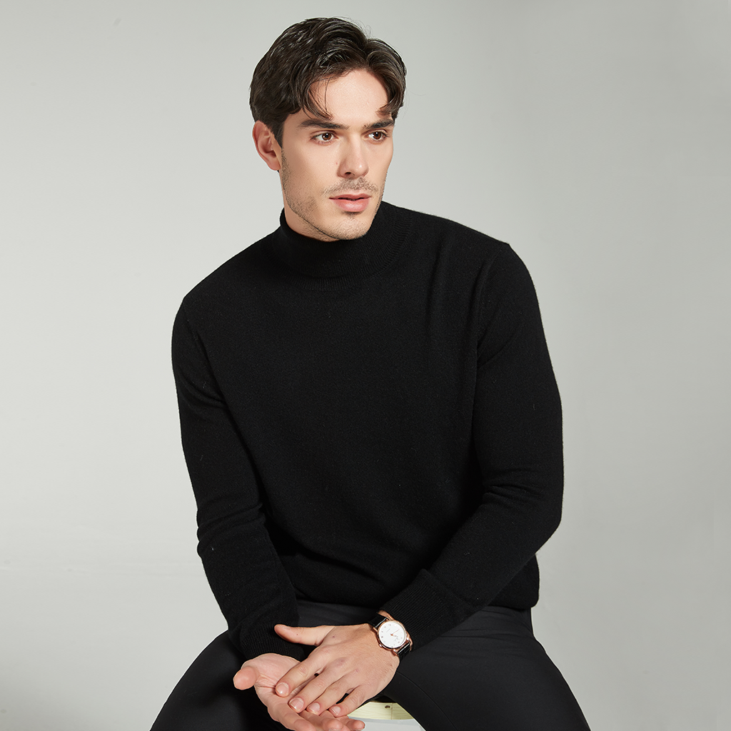 Men's Cashmere Turtleneck Sweater REAL SILK LIFE