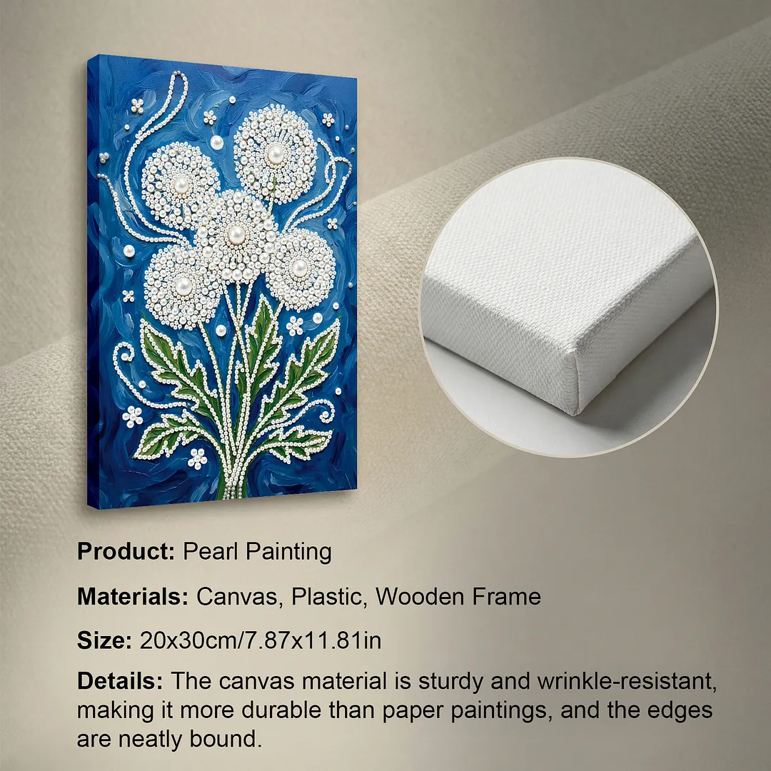 Dandelion Vase DIY Pearl Painting Art Kits With Frame Pearl Gem Paintings Picture Arts Craft 20x30cm for Adults Beginners Home Wall Decor