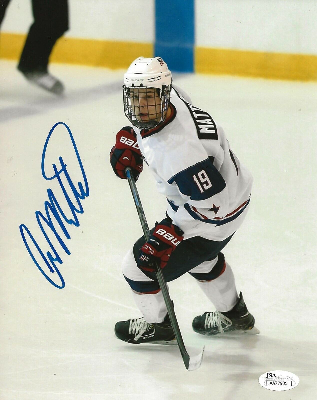 Auston Matthews Toronto Maple Leafs signed Team USA 8x10 Photo Poster painting autographed JSA