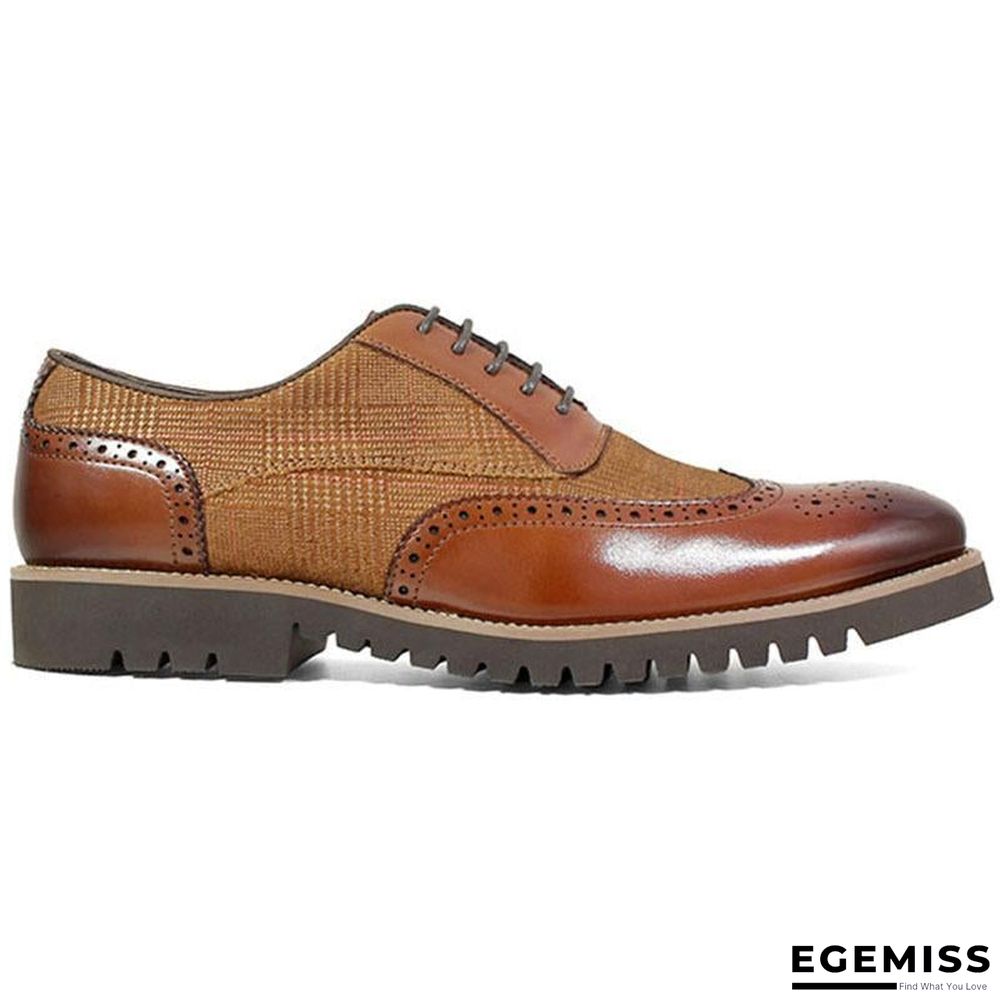 Men's Fashion Lattice Spliced Leather Brogue Shoes | EGEMISS