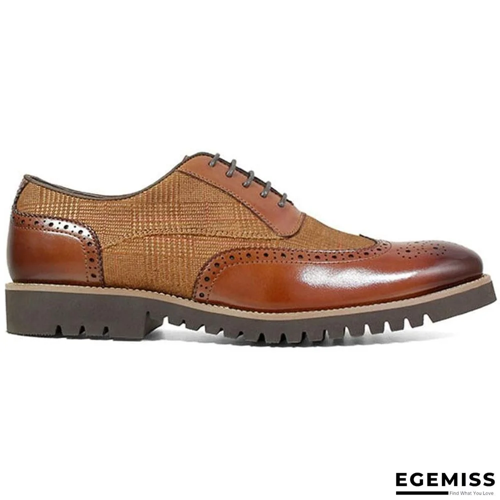 Men's Fashion Lattice Spliced Leather Brogue Shoes | EGEMISS