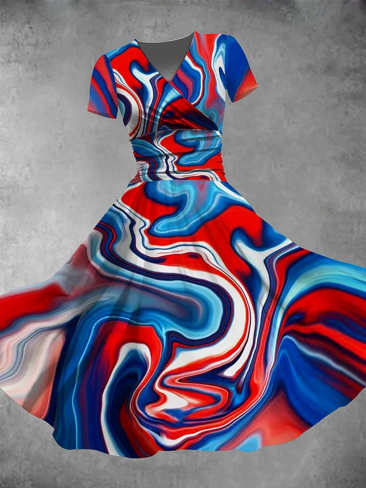 Women's Independence Day Element Splash Ink Art Print Maxi Dress