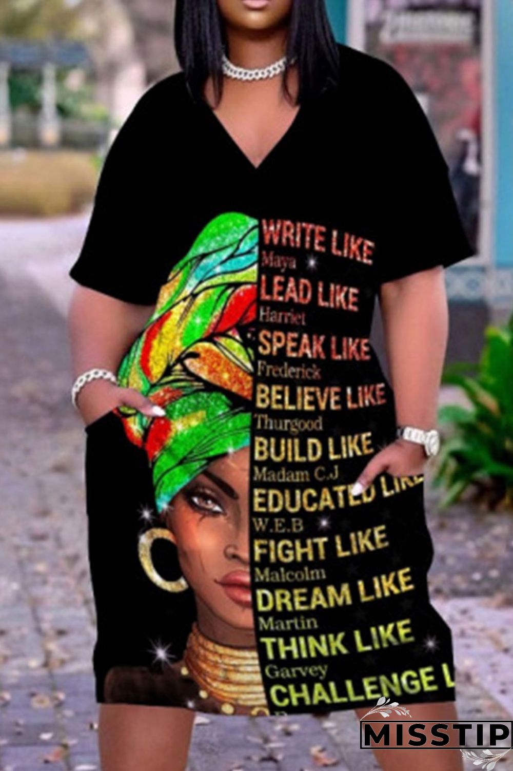 White Rose Red Casual Print Patchwork V Neck Straight Dresses