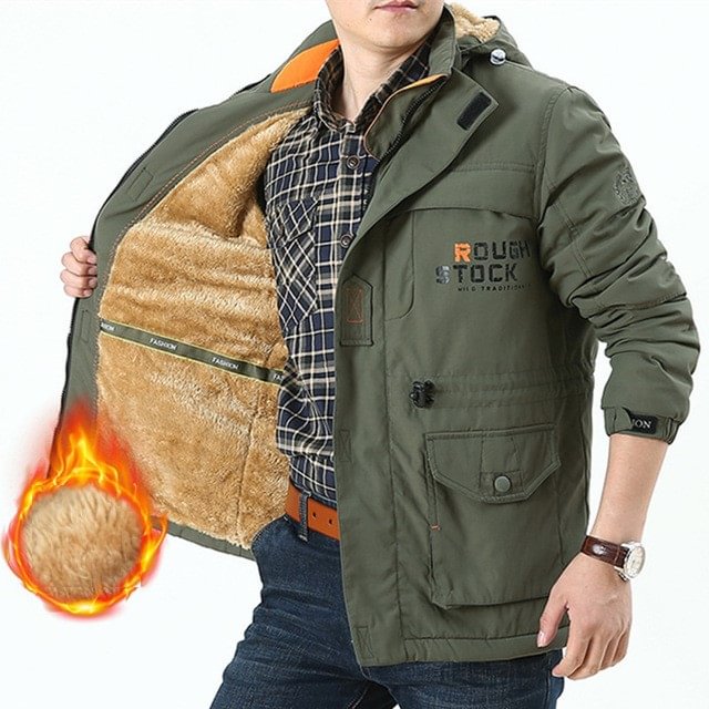 Men's Mid-length Plus Fleece Waterproof And Oil-proof Outdoor Hooded Jacket-Compassnice®
