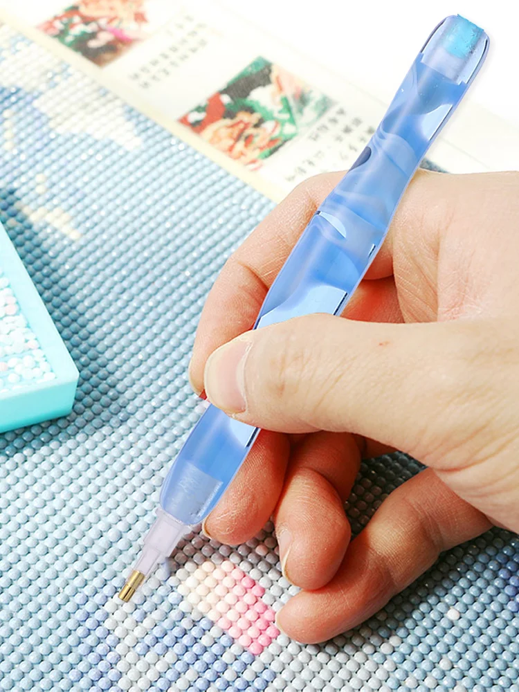 Resin 5D Diamond Painting Pen Kit with 5 Drill Pen Picking Heads and 1 Glue Clay