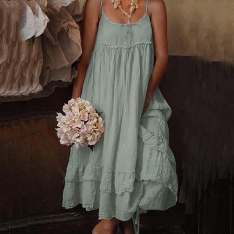 Double Layered Sleeveless Midi Dress wearshes