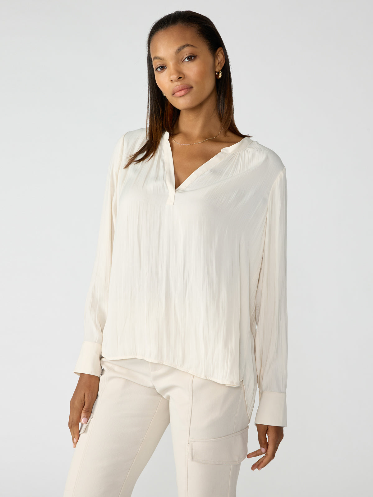 Lizzie Sateen Tunic Top Cappuccino