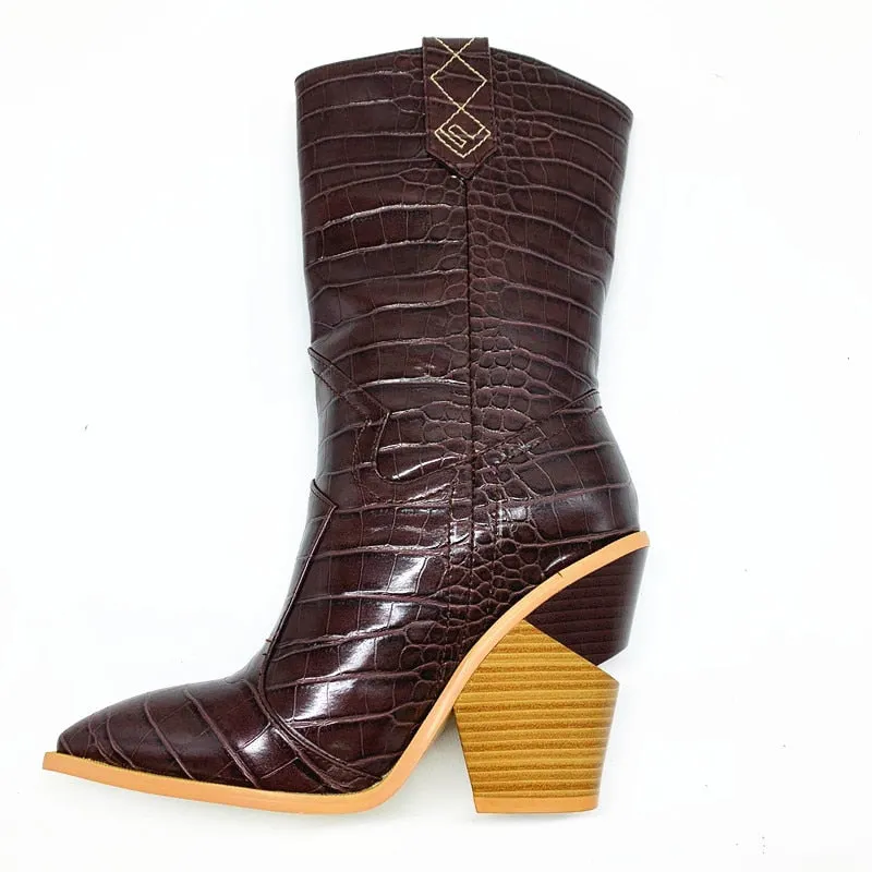 NEMAONE Drop ship Brand women boots pointed toe wedges shoes autumn winter boots short ladies Western mid-calf boots for women