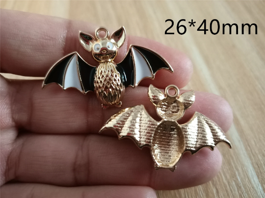 Bulk 10 30 Pcs Halloween Bat Charm Enamel Metal Bat Charm Pendant,Cartoon Animal Bat charms DIY Necklace Bracelet Earring Key chain Jewelry Making