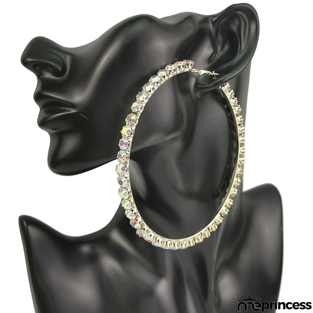 Acrylic Fancy Color Diamond Big Circle Diamond Earrings