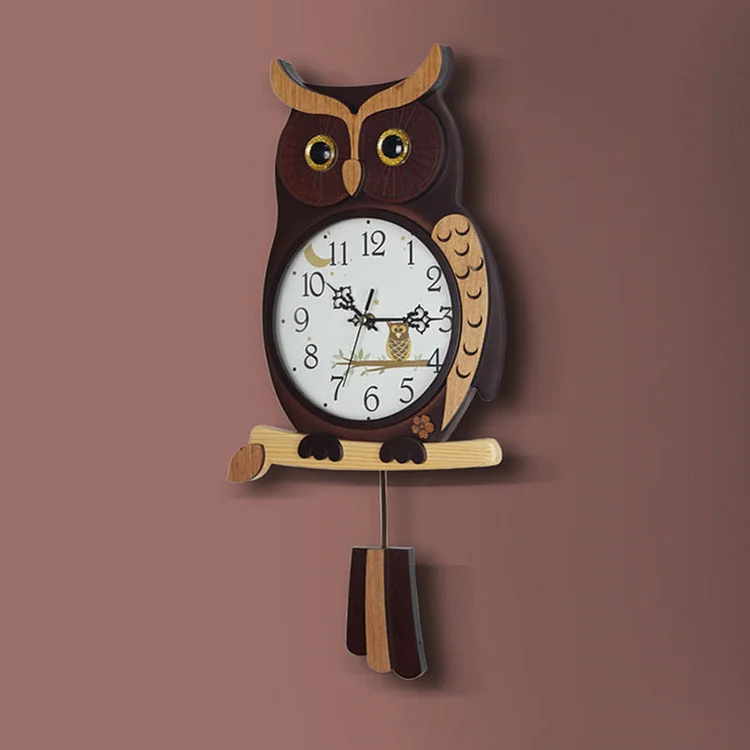 Owl Wooden Quartz Wall Clock