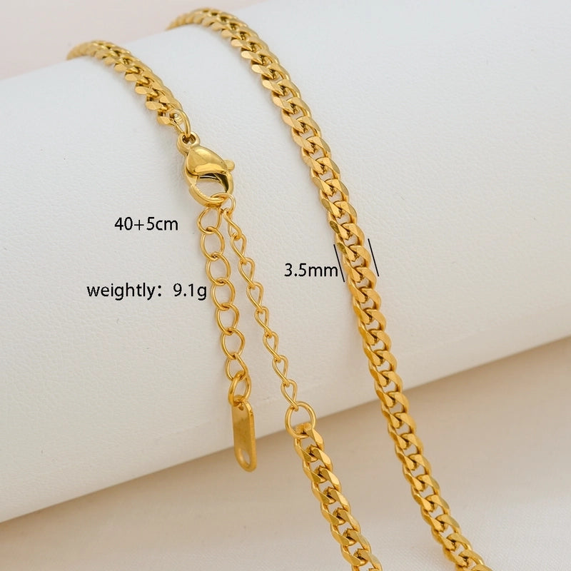 Basic Minimalist Solid Color 304 Stainless Steel 18K Gold Plated Necklace
