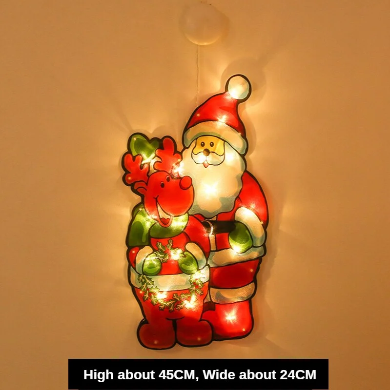 Christmas Gift Santa Claus Led Suction Cup Window Hanging Lights Christmas Decorative Atmosphere Scene Decor Festive Decorative Lights Xmas