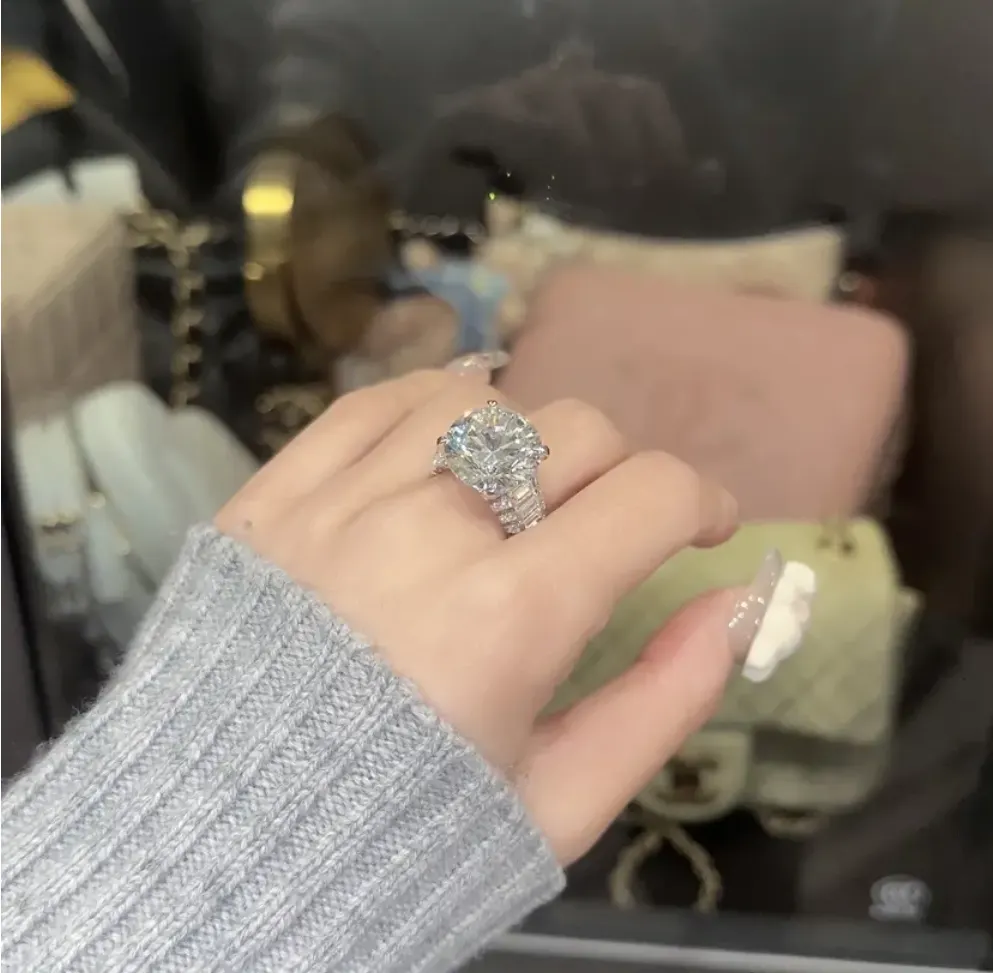 925 Sterling Silver Rich Woman's Happiness big carats ring  Engagement Women Rings Fine Jewelry 039