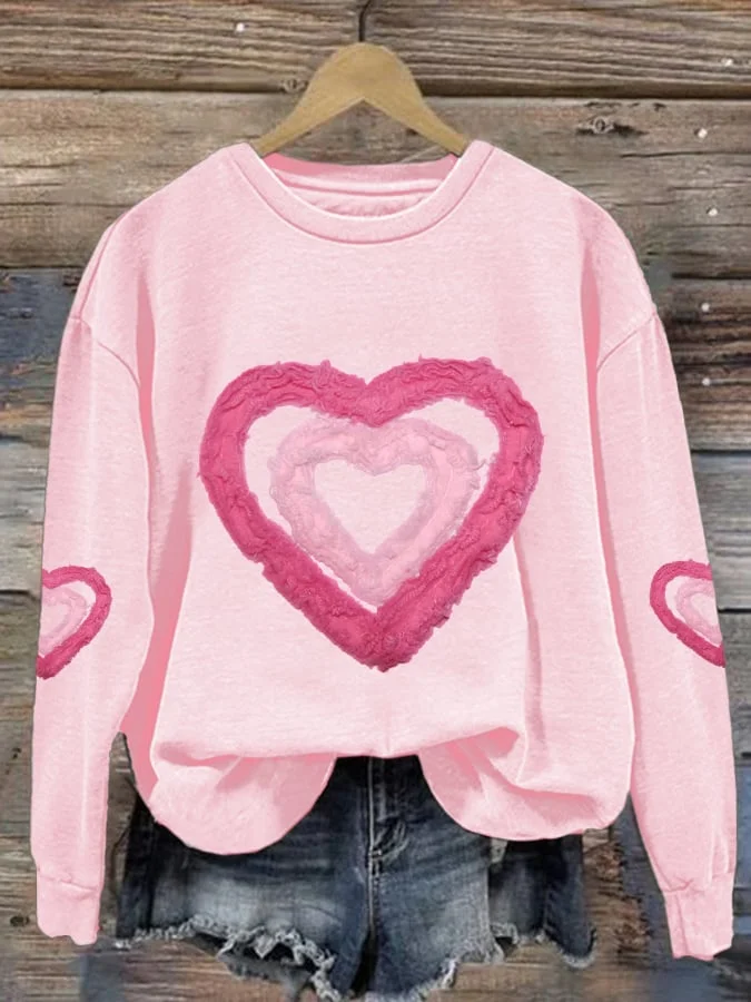 Women's Valentine's Day Printed Long Sleeve Sweatshirt