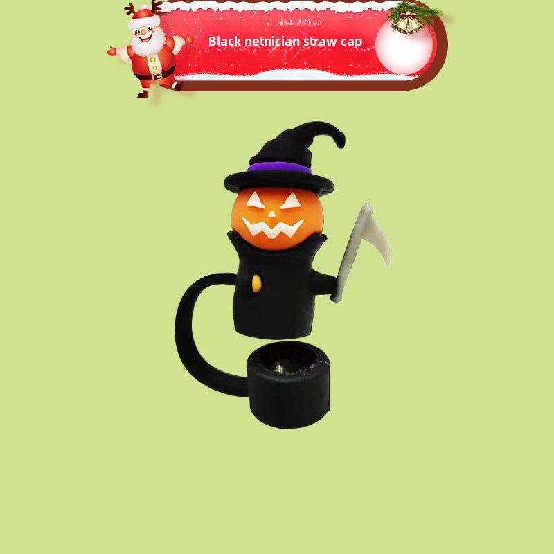 Halloween Silicone Straw Cap 10mm Silicone Straw Sleeve Carnival Party Jewelry