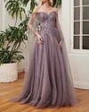 Elegant Tulle Beaded Cape Sleeve Gown