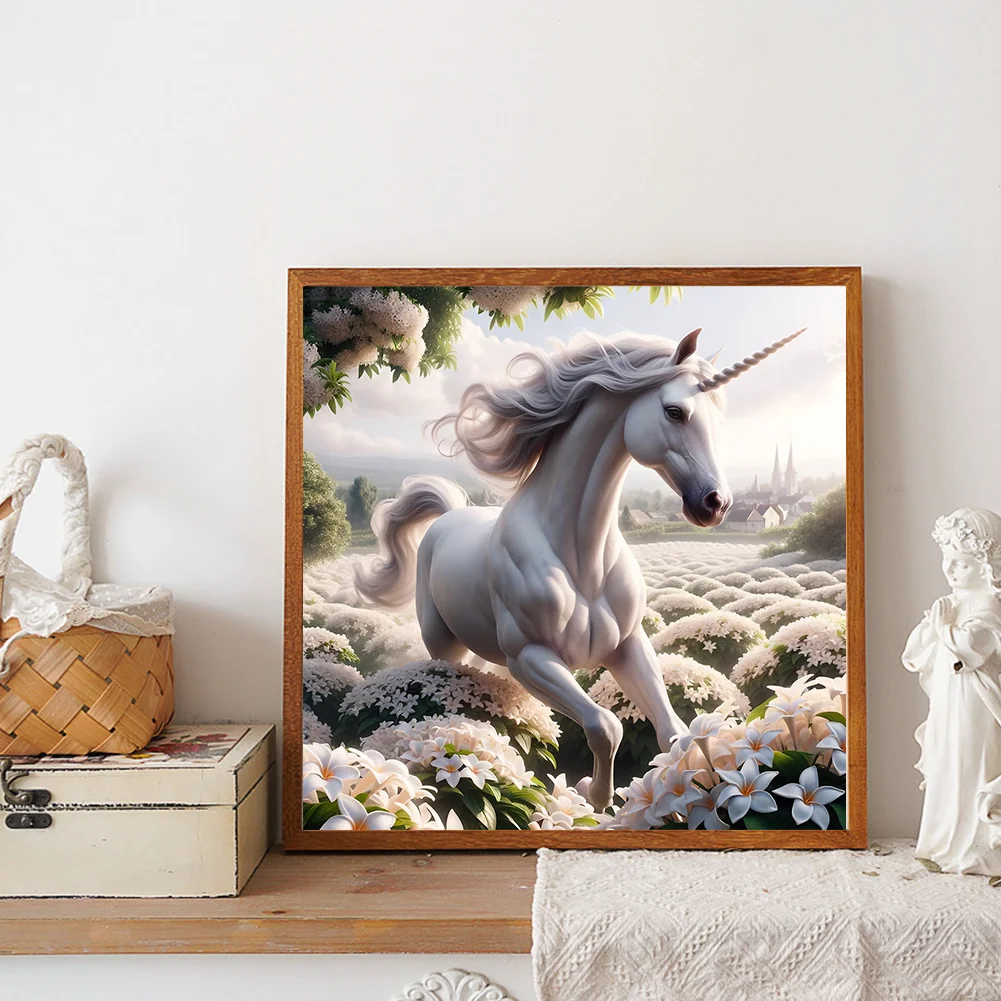Full Round Diamond Painting 30*30cm - Garden Unicorn