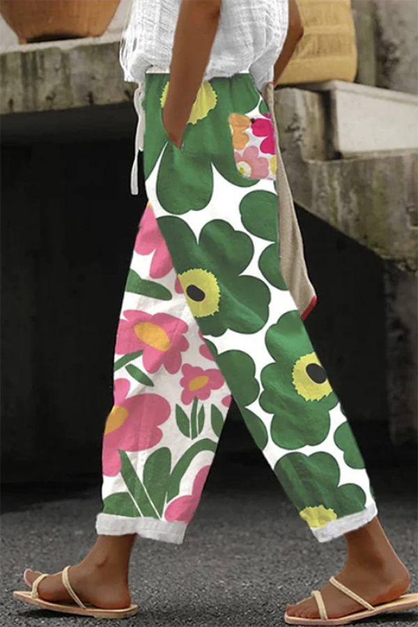 Loose Floral Casual Pants