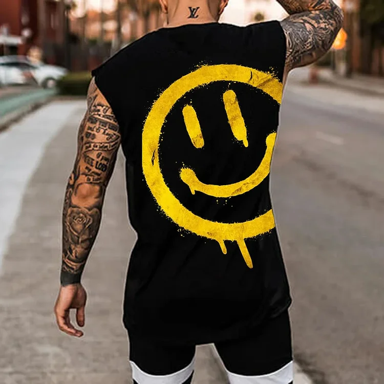 Men's Expression Printed Fitness Smiley Vest